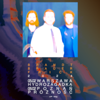 Concert poster: drawing of three men and information about the event.