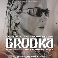 Concert poster: photo of Brodka in sunglasses and information about the event.