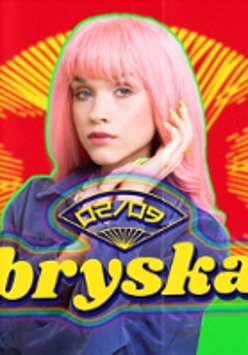 Colourful photo of bryska - a young woman in pink hair.