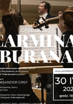 Concert poster - information about the even. The photo of musicians as a background.