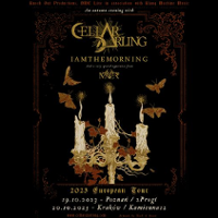 Concert poster in dark colours. In the middle candlestick with three candles. Above and under the candlestick information about the event.