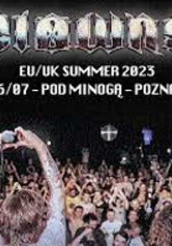 Concert poster - photo of a crowd of people. Above it information about the event.