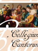 Concert poster with painting of a baroque musicians and information about the event.