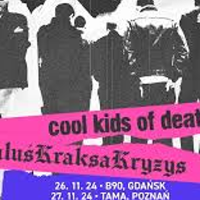 Concert poster with information about the event and a black and white photo of a few mens' backs.