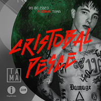 Concert poster: photo of the performer and red text "Cristobal Pesce".