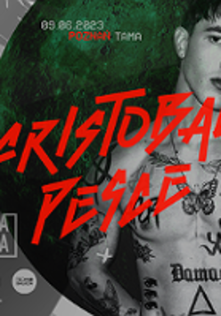 Concert poster: photo of the performer and red text "Cristobal Pesce".