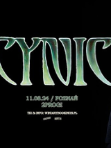 Concert poster - the band name and information about the event on the black background.