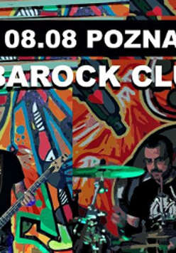 Concert poster: date of the event and name of the club on colourful pictures of two musicians.