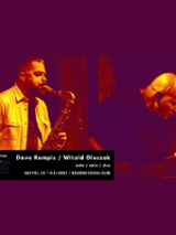 Separate photos of two musicians: one playing the saxophone, another playing the piano.