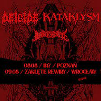 Concert poster in black and red colours with information about the event.