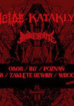 Concert poster in black and red colours with information about the event.