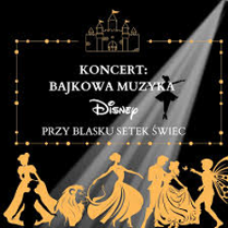Concert poster: information about the event and a drawing of Disney Cartoons heroes.