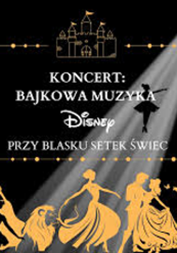 Concert poster: information about the event and a drawing of Disney Cartoons heroes.