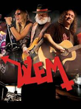 Concert poster - photo of the band and red inscription - the name of the band