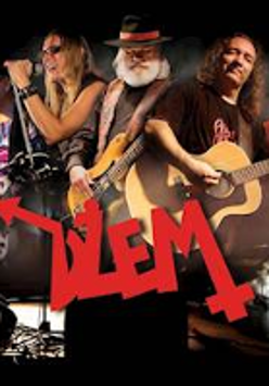 Concert poster - photo of the band and red inscription - the name of the band