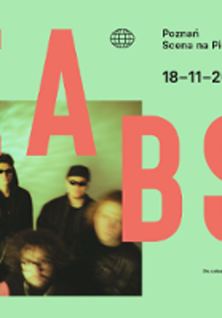 Concert poster - photo of a band and information about the event.