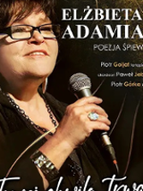 Concert poster: photo of Elżbieta Adamiak with a microphone in her hand and information about the event.