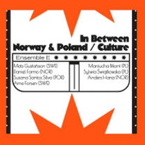 Poster with information about the concert in white, black and orange colours.