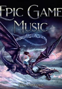 Concert poster: drawing of a dragon and a person sitting on it, dark sky as a background. The title of the concert above the dragon.