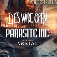 Concert poster with band names.