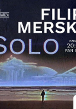 Concert poster: a man standing at the sea-side, looking at sea. Information about te event at the top of the poster.