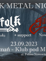 Concert poster - information about the event on grey-blue background.