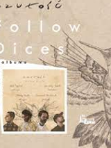 Concert poster in delicate beige colours: photo of the band in a frame and a drawing of a bird with spread wings. The name of the band in upper part of the poster.