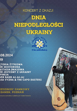 Event poster with information about the event and a photo of a person carrying wooden musical instrument.