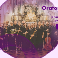 Photo of the orchestra in church, some of the musicians are holding their musical instruments.