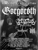 BLack and white concert poster with bands' names.