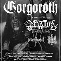 BLack and white concert poster with bands' names.