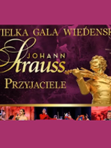 Concert poster - the golden sculpture of a man playing the violin and the title of the concert on purple background.