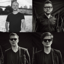 Picture divided into 4: four black and white photos of the members of the band.