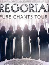 Photo of the Gregorian choir members - men in monk's habits standing next to each other in line.