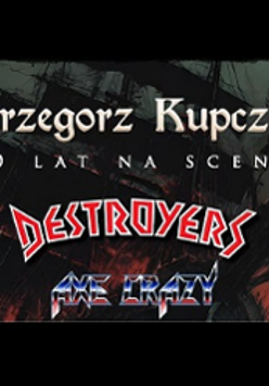 Concert poster with the names of bands,dark background.