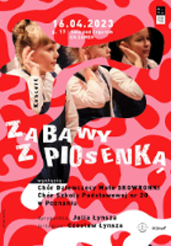 Concert poster with photo of singing girls and information about the event.