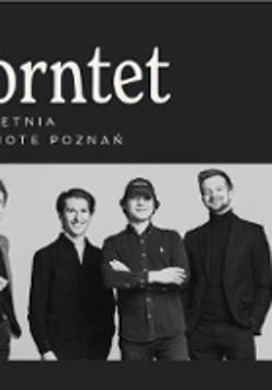 Black and white photo of the band and information about the event.