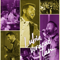 Small photos of performers in violet and yellow-green colours and the title of the event.