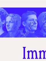 Photo of the band's members in blue colours.