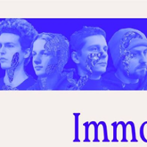 Photo of the band's members in blue colours.