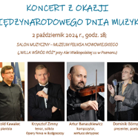 Concert poster: four small photos of performers and information about the event.