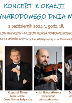 Concert poster: four small photos of performers and information about the event.