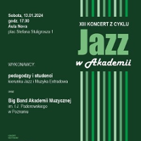 Concert poster in green colours with information about the event.