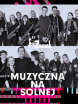 Four black and white photos of young people with musical instruments. The title of the concert in the bottom of the poster.