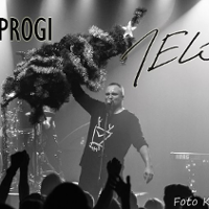 Black and white photo of Jelonek singing on stage.