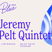 Concert poster in white and blue colours: information about the event.