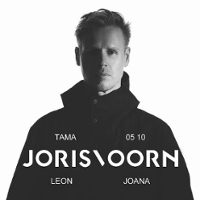 Black and white photo of Joris Voorn and information about the event.