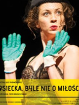 Concert poster: photo of a woman in green gloves on her hands and veil on her face. In the bottom of the poster - information about the event.