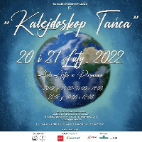 Event poster - information about concerts and the picture of the globe on blue background.