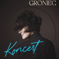 Concert poster: Photo of Katarzyna Goniec with her face covered with hair.